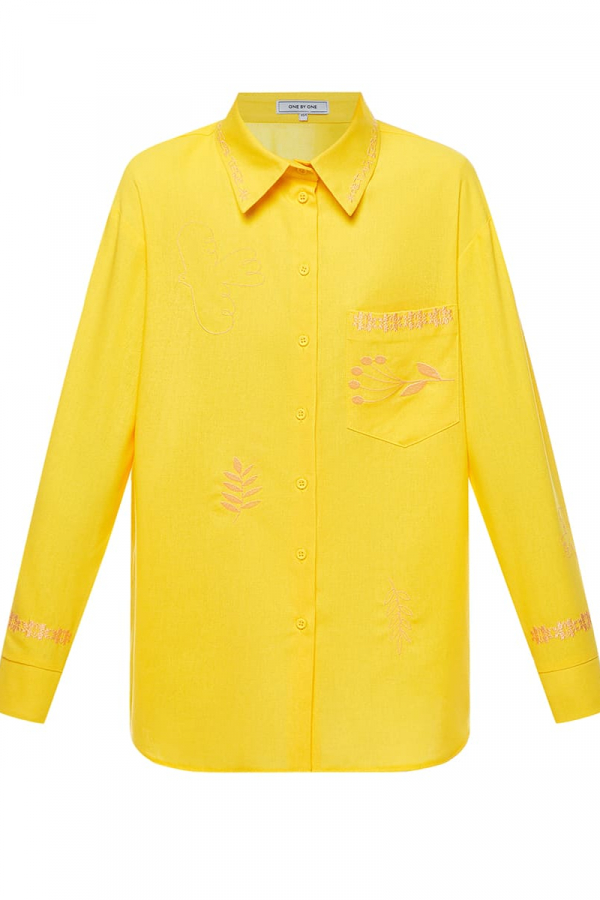 Сорочка лляна жовтого кольору з вишивкою 1
